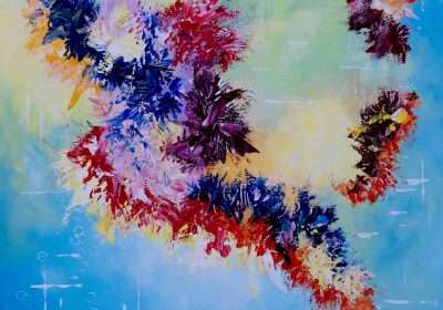 Diving into the Water Garden. An abstract painting by Annette Price.