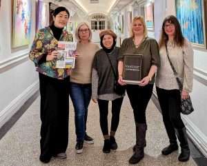 The exhibiting artists with Agnes Gomori from the VAA. Left to right: Yang Xu, Faye Knight, Mee Mee Chai, Agnes Gomori, Annette Price (myself)