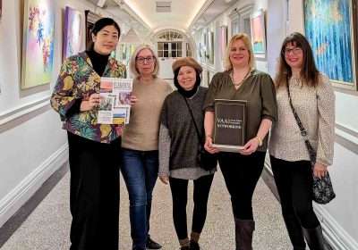 The exhibiting artists with Agnes Gomori from the VAA. Left to right: Yang Xu, Faye Knight, Mee Mee Chai, Agnes Gomori, Annette Price (myself)