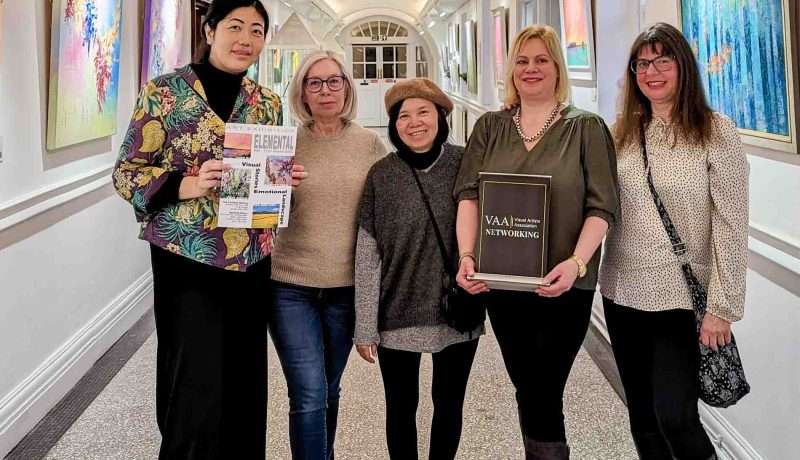 The exhibiting artists with Agnes Gomori from the VAA. Left to right: Yang Xu, Faye Knight, Mee Mee Chai, Agnes Gomori, Annette Price (myself)