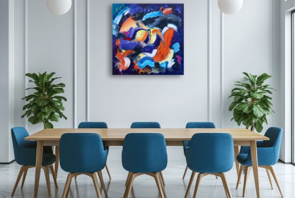 ‘Through Forests Wrapped In Amber’ is an abstract painting by Annette Price.